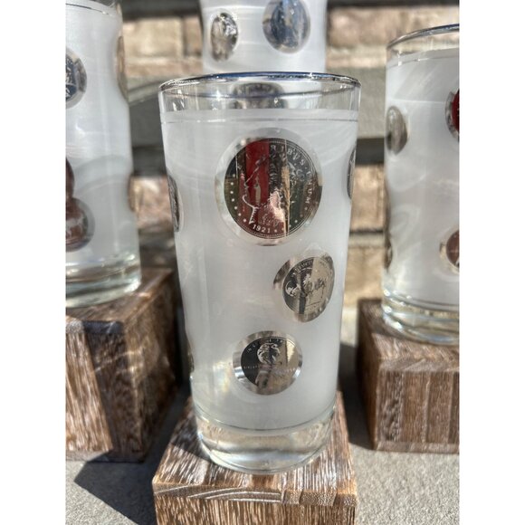 Libbey Frosted Silver Coin Glass Tumblers. - Picture 7 of 7